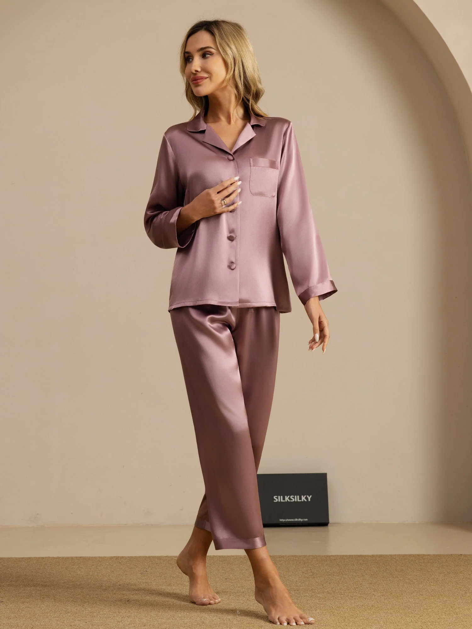 Pyjamasset I 100 % Mullbärssilke För Kvinnor - Långärmad - Image 59